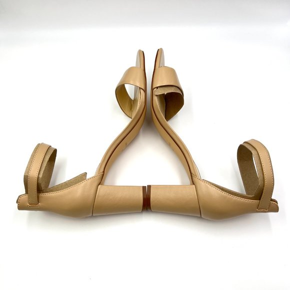 Nine West Pruce Beige Tan Natural Leather Open Toe Block Heels Sandals Shoes 10M - Picture 8 of 13